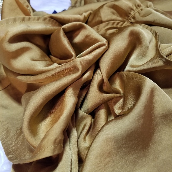 Gap Mustard Satin Silky Wrap Kimono style Blouse - Picture 6 of 6